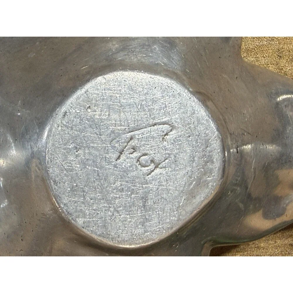 🔥 RARE Vtg Bruce Fox Designs Pewter Signed Double Leaves 12”x7”